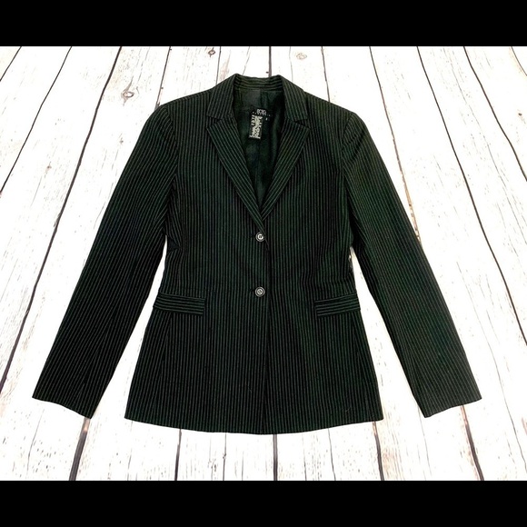 BCBG MAX AZRIA BLACK PINSTRIPE BLAZER JACKET SZ 2 - Picture 4 of 6